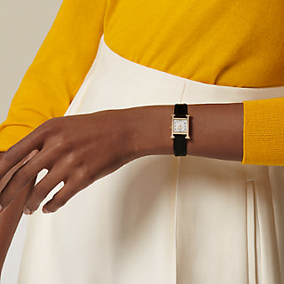【HERMES 】アワーHウォッチミニモデル21 mm ゴールドホワイト Heure H watch, Mini model, 21 mm | Hermès Australia