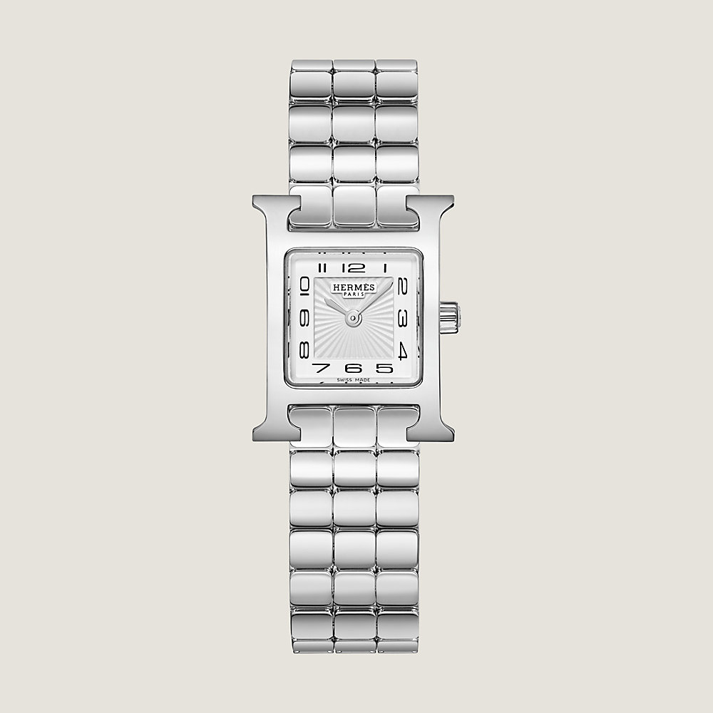 Pre-owned Hermes Mini Heure H Etoupe Swift Stainless Steel 21mm Double –  Madison Avenue Couture