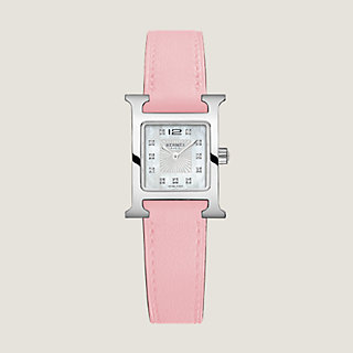 HERMESエルメス　ピンクHウォッチ腕時計 heure-h-watch-mini-model-21mm-