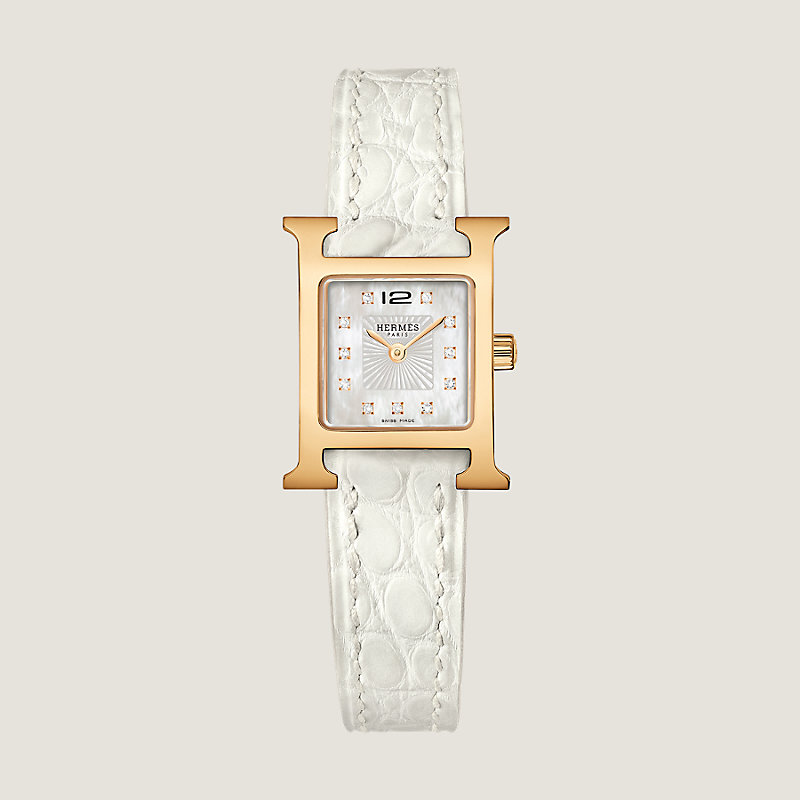 Hermes Heure H Quartz Diamond Mother of Pearl Dial Ladies Watch 041653WW00  - Watches, Heure H - Jomashop