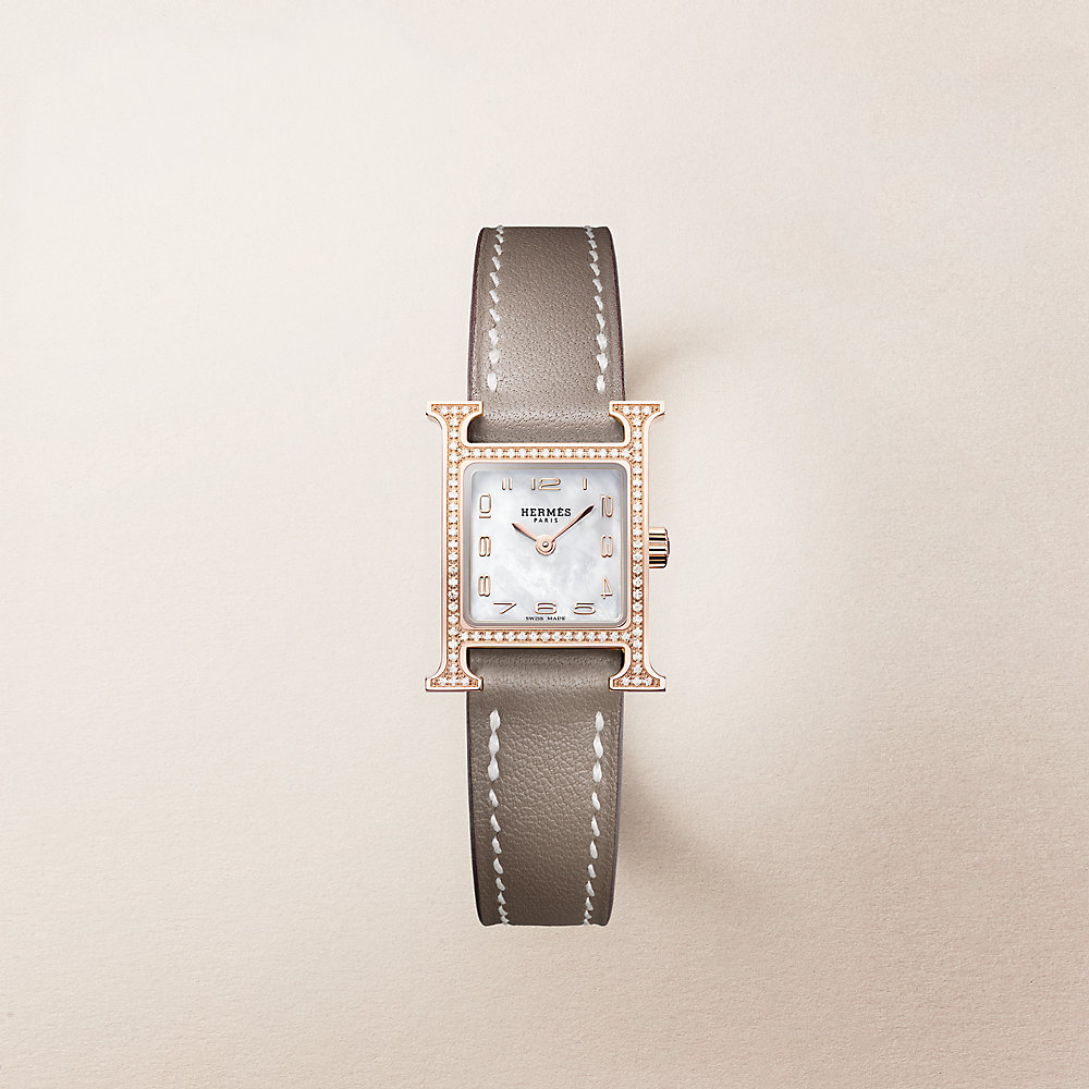 Heure H watch, Mini model, 21 mm - Black | Hermès Singapore