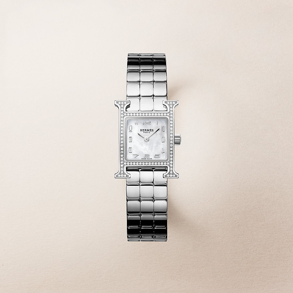 HERMES Hウォッチ ミニ シルバー文字盤 クォーツ Heure H watch, Mini model, 21 mm | Hermès USA