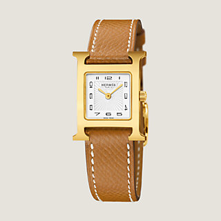 Hermes H Heure Gold Epsom Havane HH 1.201 Watch