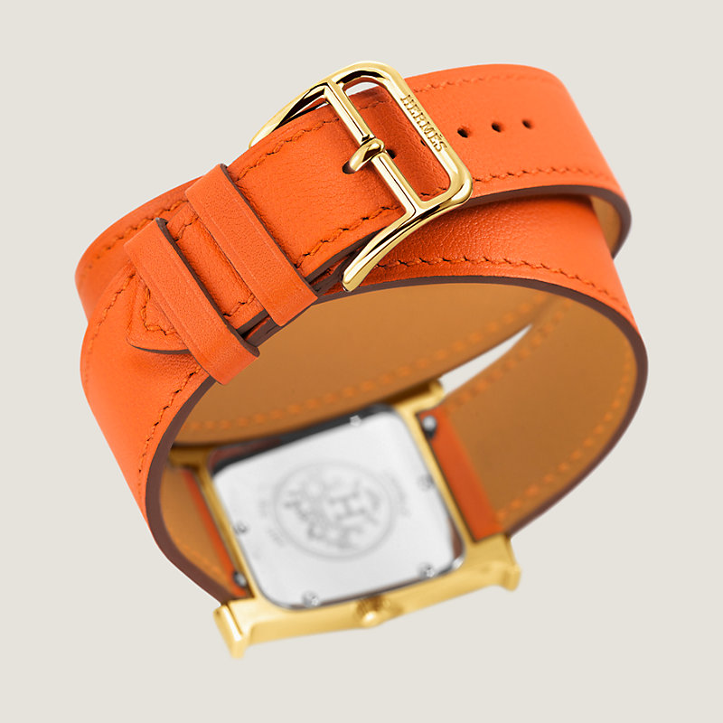 【HERMES 】アワーHウォッチスモールモデル25mmゴールドオレンジ HERMES 】アワーHウォッチスモールモデル25mmゴールドオレンジ