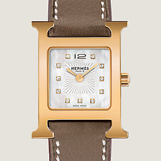 専用！HERMES Hウォッチミニ　ブラウン・ゴールド HERMES】 腕時計 《Hウォッチ》 ミニ 21 mm ゴールド (HERMES