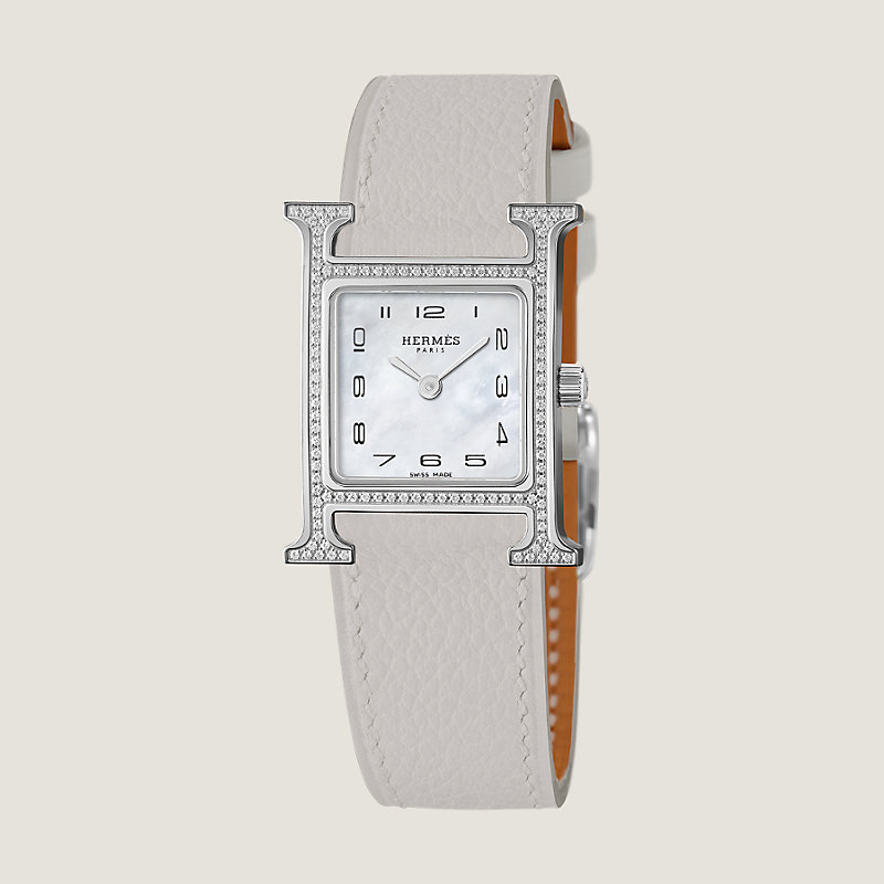 【HERMES 】アワーHウォッチスモールモデル25mmダイヤ×エトープ HERMES 】アワーHウォッチスモールモデル25mmダイヤ×エトープ 腕時計