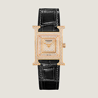 【HERMES 】アワーH ウォッチ スモール25 mmブラック×シルバー Heure H watch, Small model, 25 mm | Hermès USA
