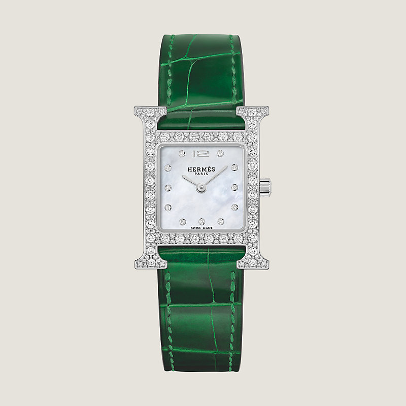 【HERMES 】アワーH ウォッチ スモールモデル25 mm グリーン Heure H watch, Small model, 25 mm | Hermès UK