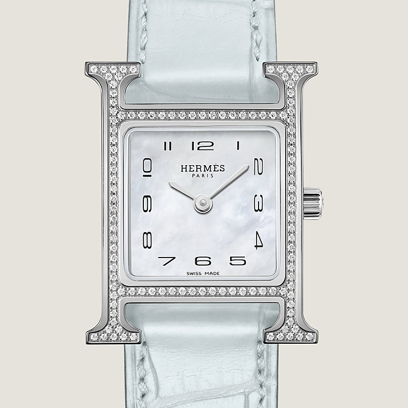 【HERMES 】アワーHウォッチスモールモデル25mmダイヤ×エトープ HERMES 】アワーHウォッチスモールモデル25mmダイヤ×エトープ 腕時計