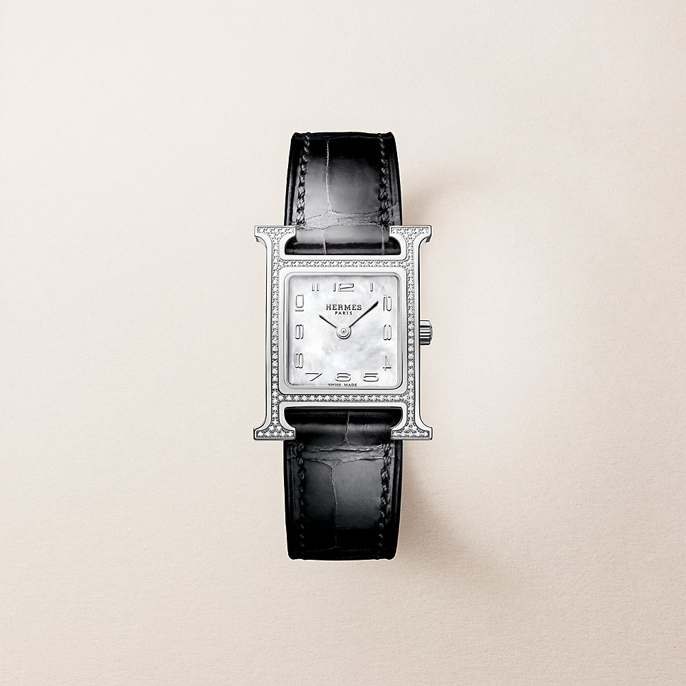 Heure H watch, Small model, 25 mm - Brown | Hermès USA