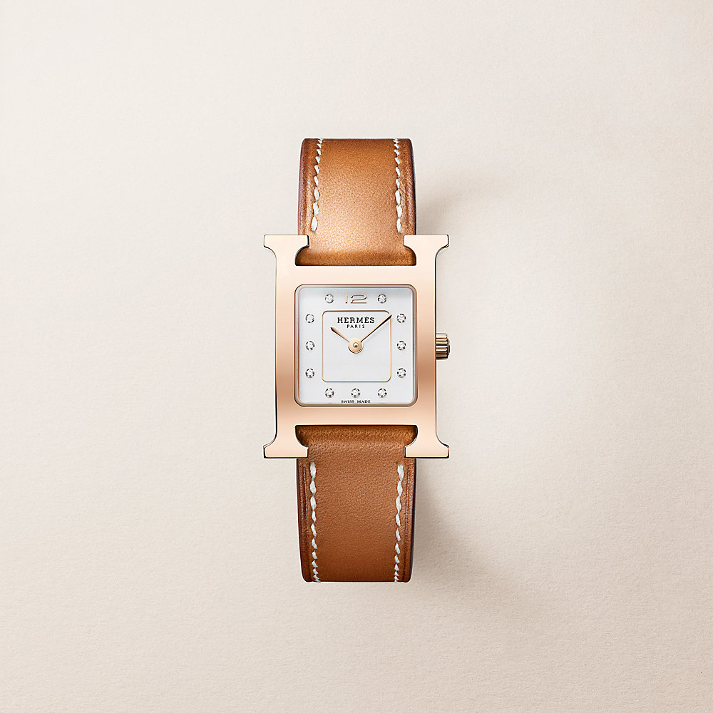 Heure H watch, Small model, 25 mm - Brown | Hermès UAE
