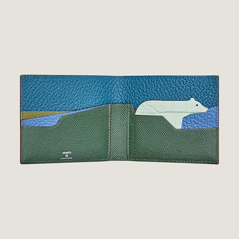 Hermes Petit T Leather and Crocodile Card Case Histoire Naturelle