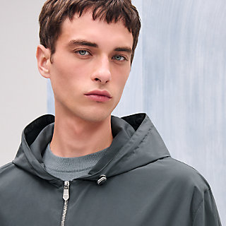 Hooded jacket with leather details | Hermès USA Hooded jacket with leather details | Hermès USA