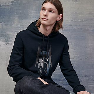 【カッコイイ】HERMES \"llerie au Carre\" hooded sweater Hooded sweater with leather detail | Hermès Singapore