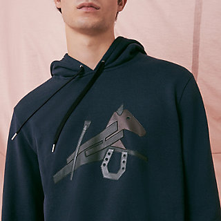 Hooded sweater with leather detail | Hermès Singapore