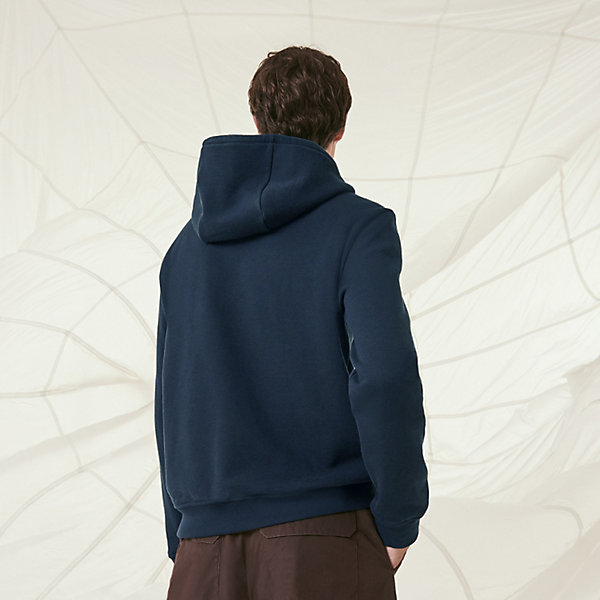Hooded sweater with leather detail | Hermès UK