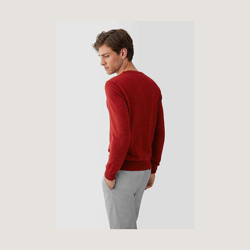 Inverted cashmere V-neck sweater