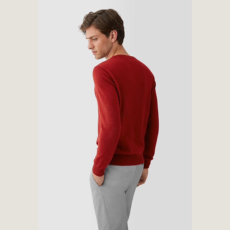 Inverted cashmere V-neck sweater