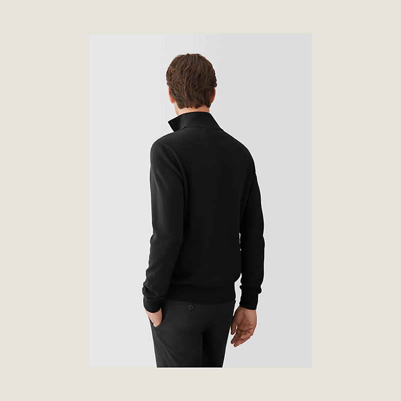 Inverted cashmere zip-neck sweater