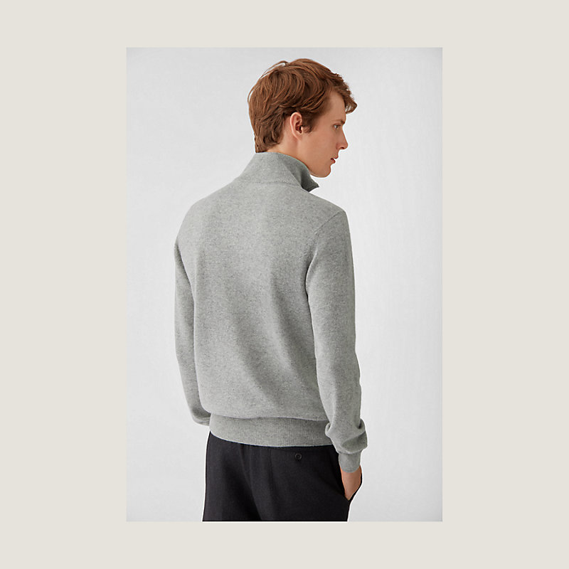 Inverted cashmere zip-neck sweater