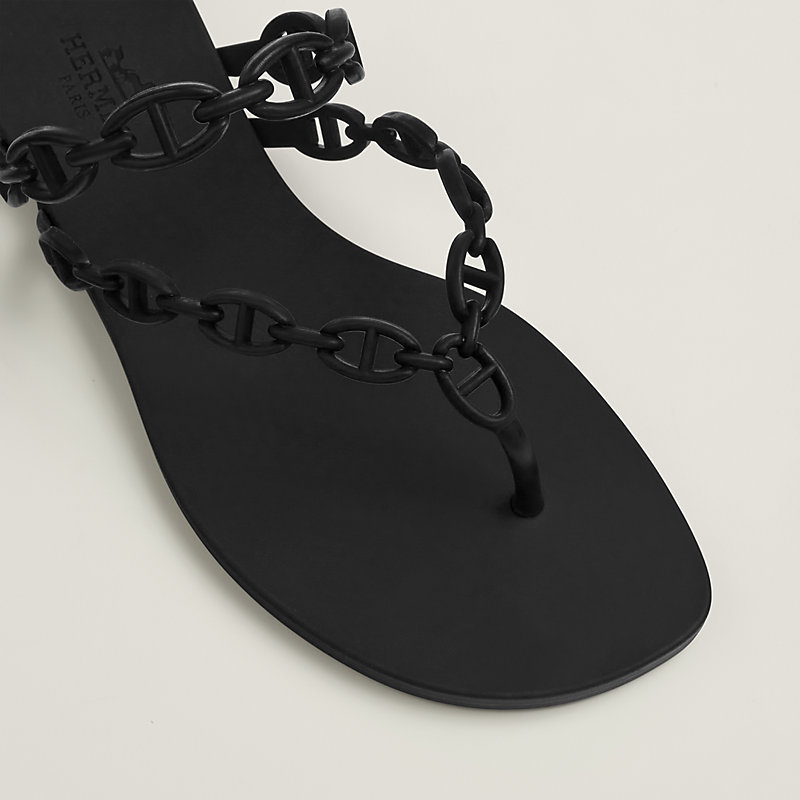 Hermes Oran Sandals in Black with Silver Crystal Beads — LSC INC