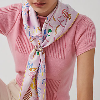 New Louis Vuitton Pink Dogs Monogram Silk Twilly Scarf