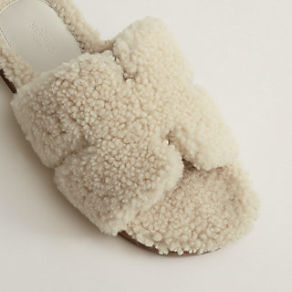white hermes slipper