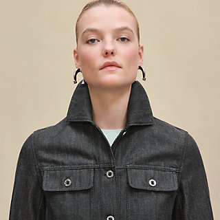 ジャケット・アウター HERMES Khaki Gray wool Stand collar Coat ジャケット・アウター HERMES Khaki Gray wool Stand collar