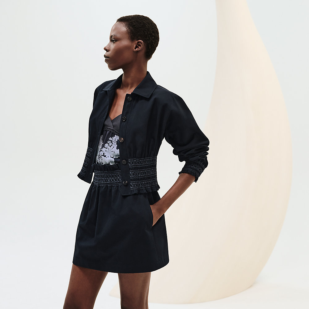 Jacket with smock embroidered waist | Hermès Macau SAR Jacket with smock embroidered waist | Hermès Macau SAR