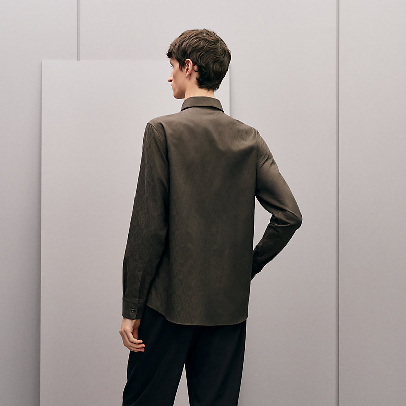 "Jacquard optique chaine" straight cut shirt with Paolo collar, View: , view 3 of 6