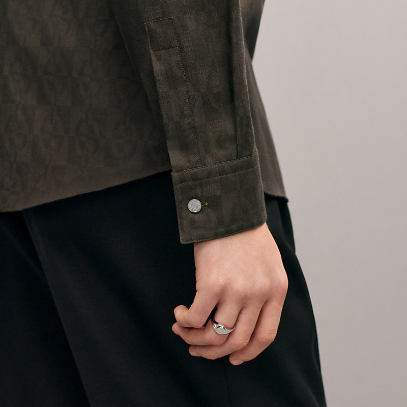"Jacquard optique chaine" straight cut shirt with Paolo collar, View: , view 5 of 6