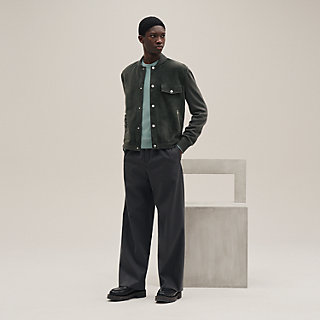 ジャケット・アウター HERMES suede leather ds knit green Jacket Green in Goat Suede Leather (Modern Fit) - Prince Oliver