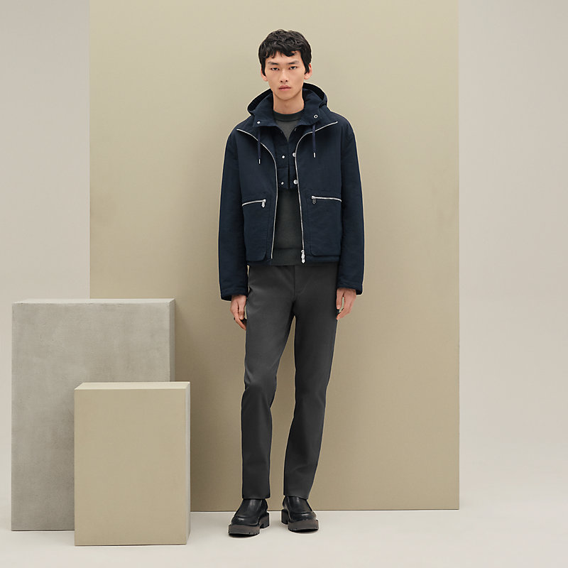 Jaqueta com capuz removível - Cinza - 58 | Hermès Brasil