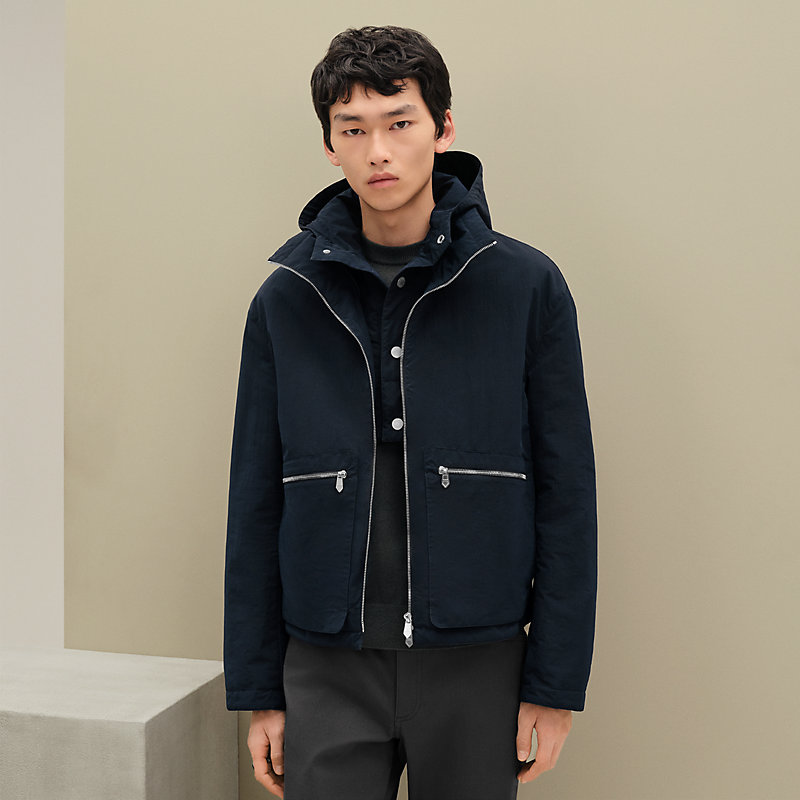 HERMES ネイビー ジッパーアウター Jaqueta com capuz removível - Cinza - 58 | Hermès Brasil