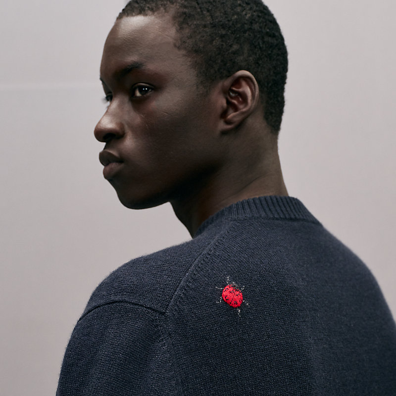 Jersey con cuello redondo "broderie coccinelle"