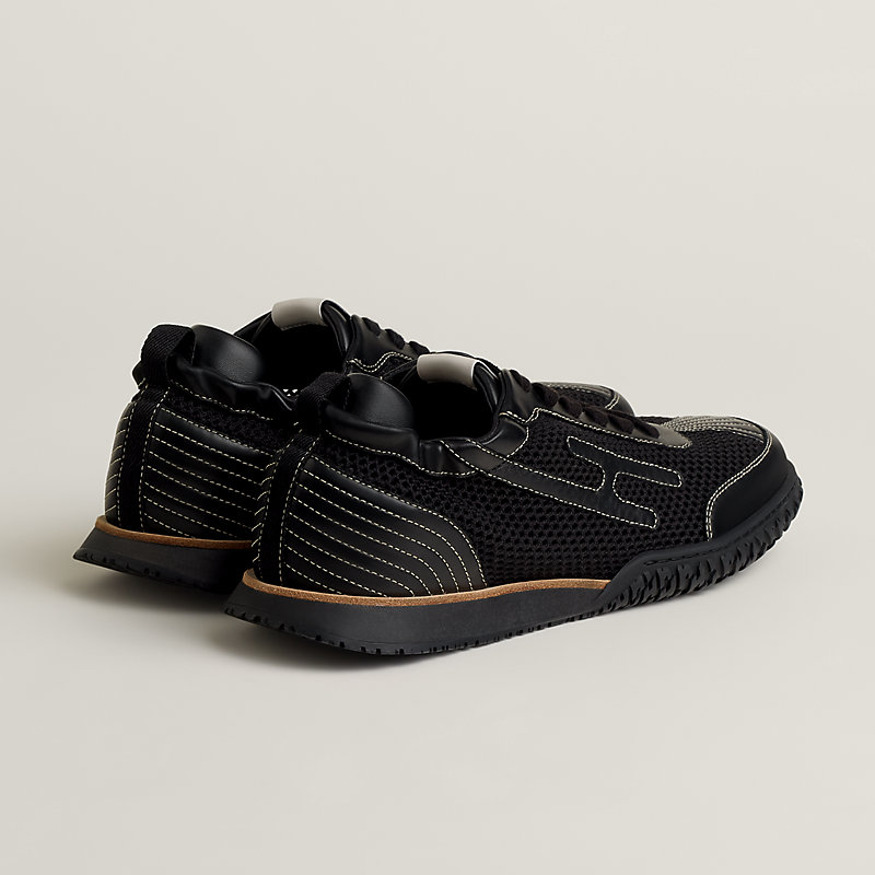 HERMES フラットシューズ スエード 刺繍 ブラック 1284A jet-sneaker--251822ZH01-back-