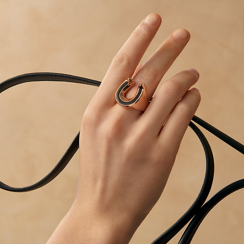 HERMES エルメス　ジョケットリングラージモデル　　指輪 Jockette ring, large model - Black | Hermès USA