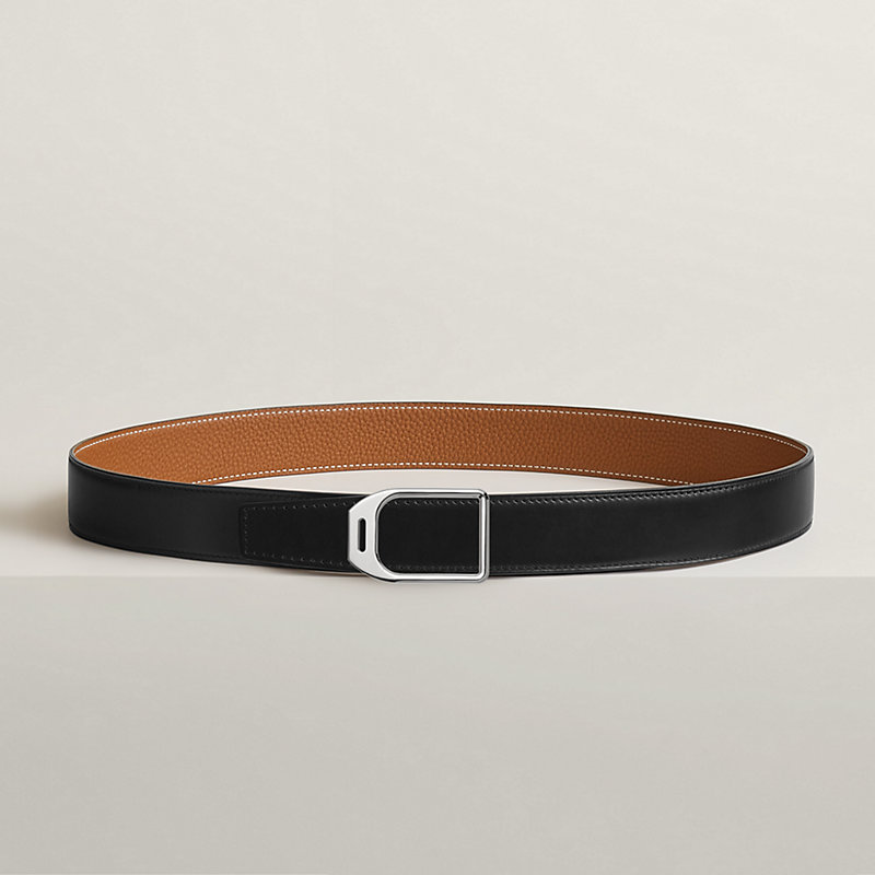 Jockey belt buckle & Reversible leather strap 32 mm