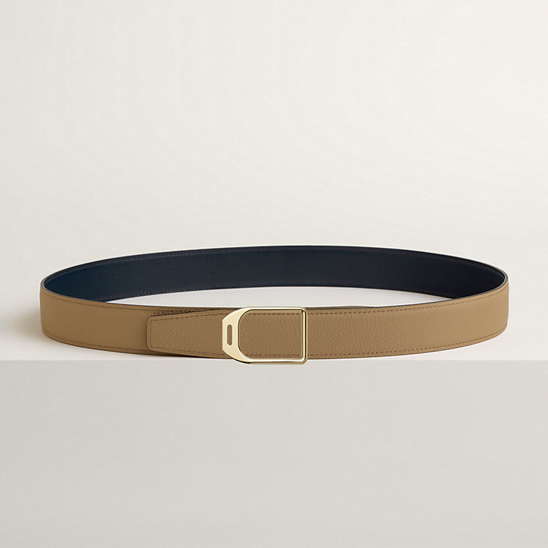 Jockey belt buckle & Reversible leather strap 32 mm