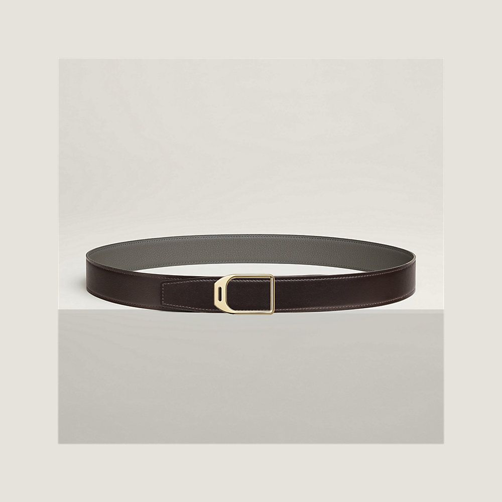 Jockey belt buckle & Reversible leather strap 32 mm | Hermès UK