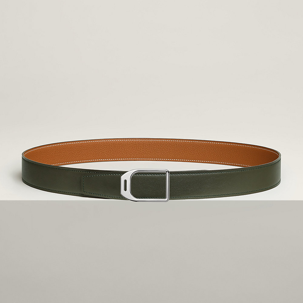 Jockey belt buckle & Reversible leather strap 32 mm | Hermès UK