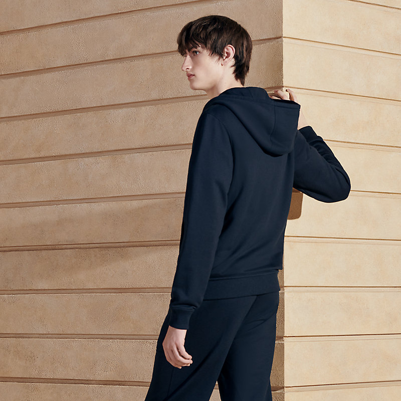 Jogging-Kapuzensweatshirt mit Lederdetail | Hermès Deutschland
