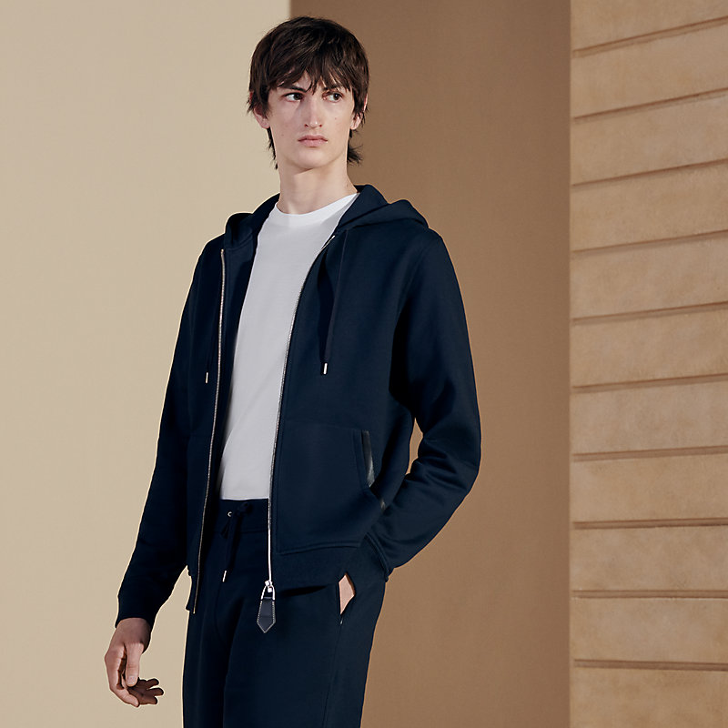 Jogging-Kapuzensweatshirt mit Lederdetail | Hermès Deutschland