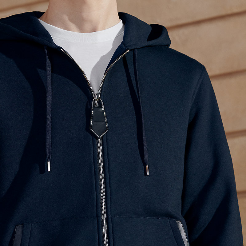 Jogging-Kapuzensweatshirt mit Lederdetail | Hermès Deutschland