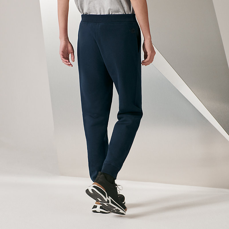 Jogging pants with leather detail