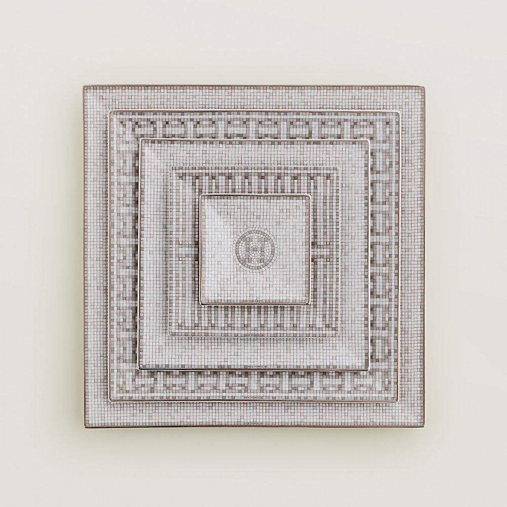 Jogo de 5 pratos quadrados Mosaïque au 24 platine (n°1 ao 5