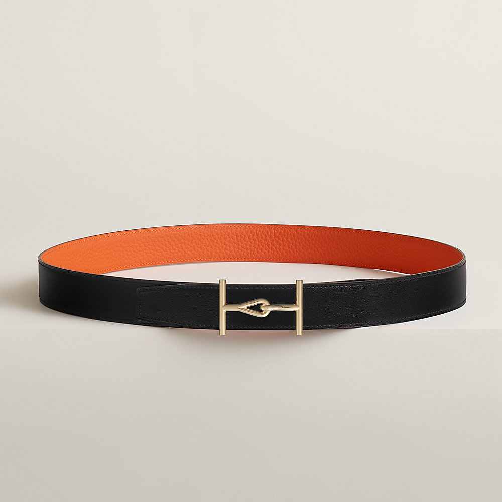 ULYSSE BELT BUCKLE & REVERSIBLE GINGER ORANGE LEATHER STRAP 38MM GOLD HARDWARE