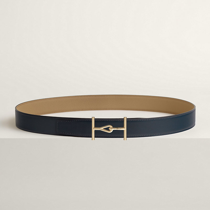 Jumbo belt buckle & Reversible leather strap 32 mm