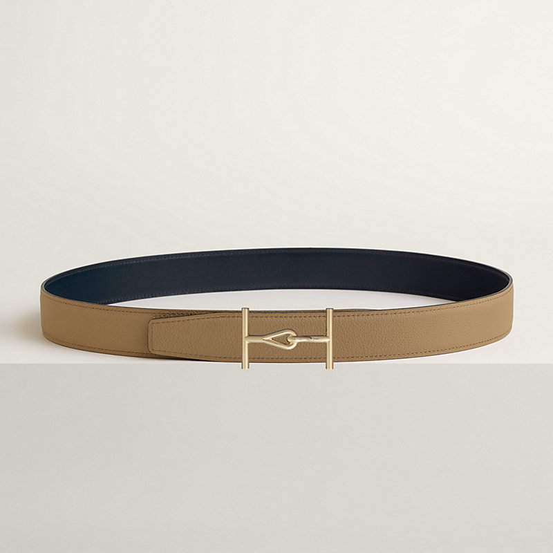 Jumbo belt buckle & Reversible leather strap 32 mm