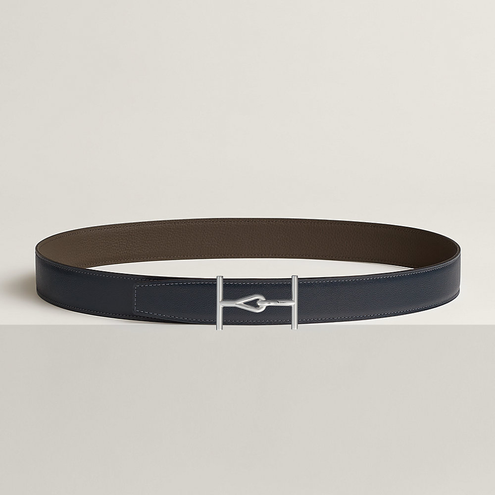 H JUMBO BELT 38MM GOLD BUCKLE DARK BLUE ETOUPE LEATHER